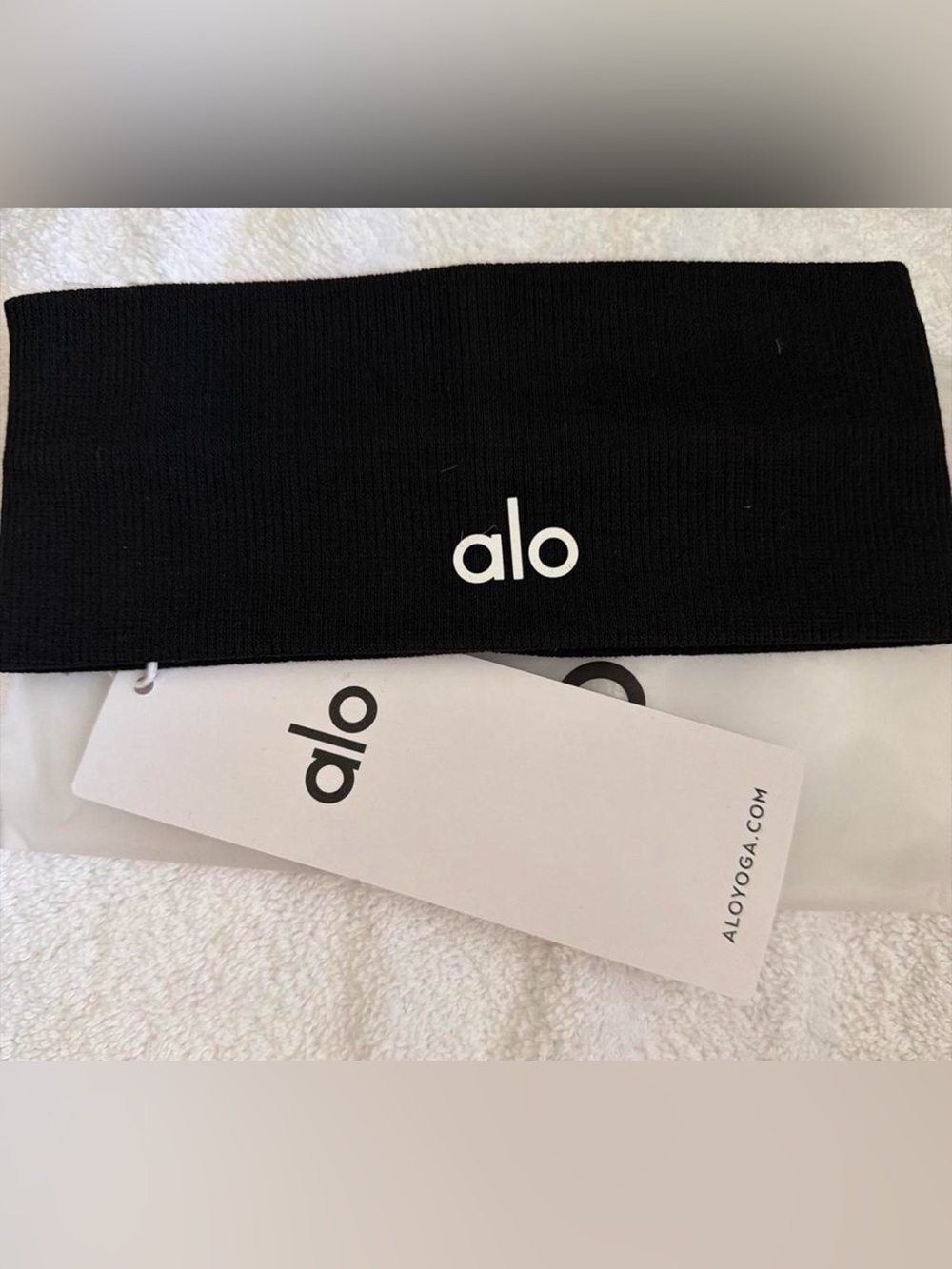 ALO Yoga Black Stretch Logo Headband